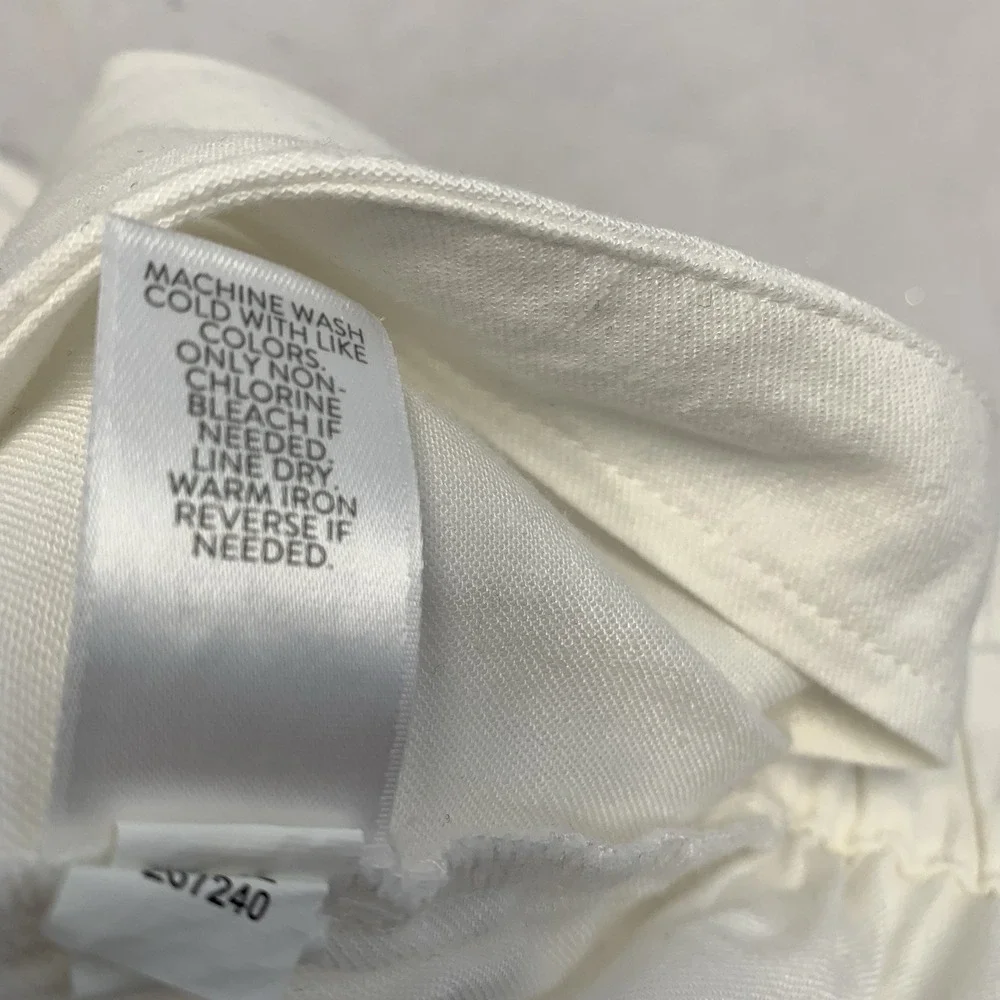 J Jill Love Linen White Pants Crop Side Zip Small Petite Stretch Vacation Resort